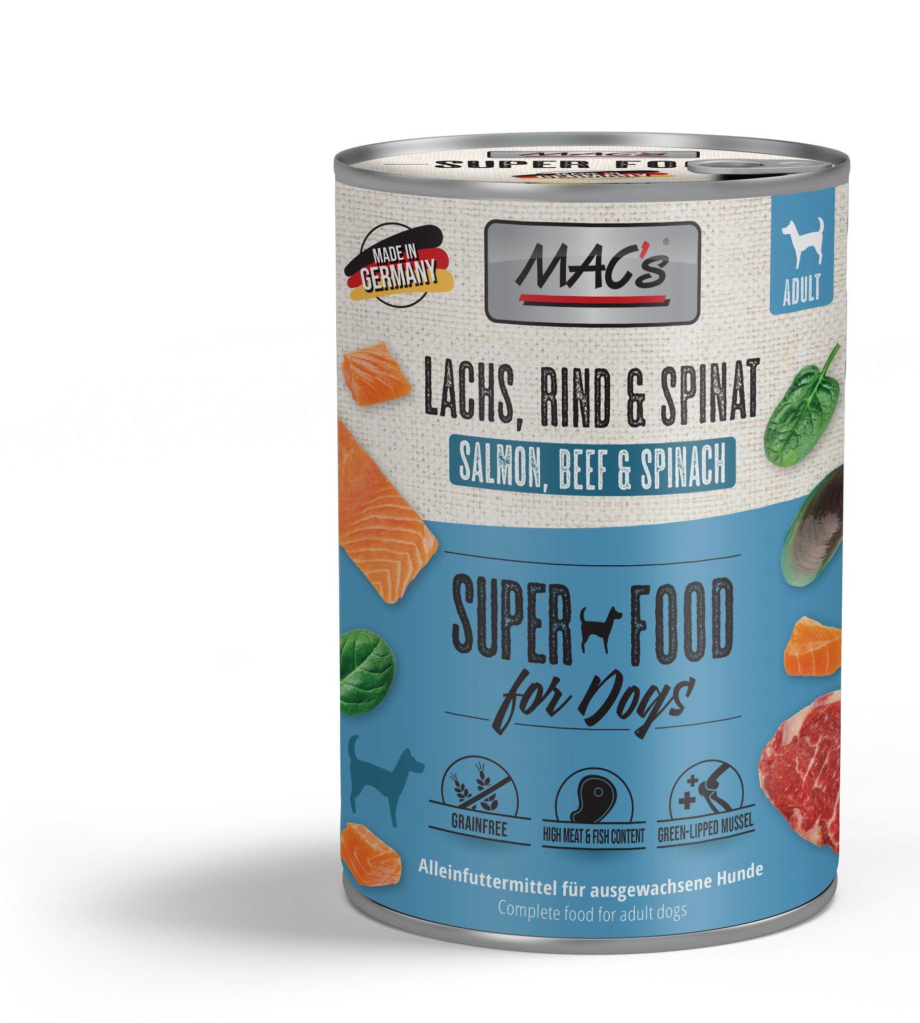 MAC's DOG Hundenassfutter Lachs, Rind&Spinat