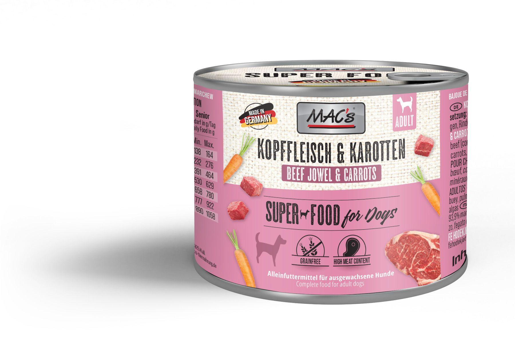 MAC's DOG Hundenassfutter Kopffleisch&Karotten