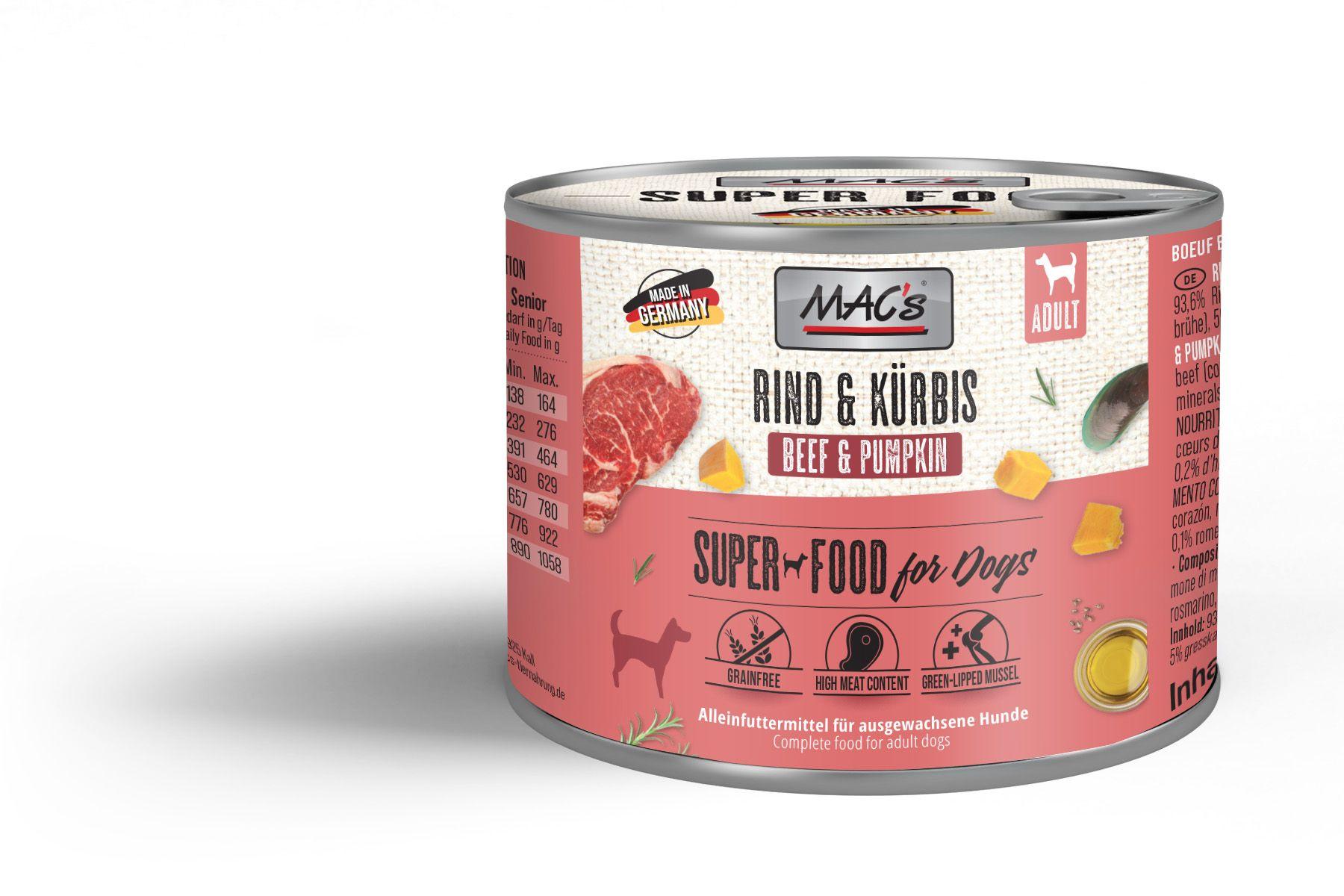 MAC's DOG Hundenassfutter Rind&Kürbis