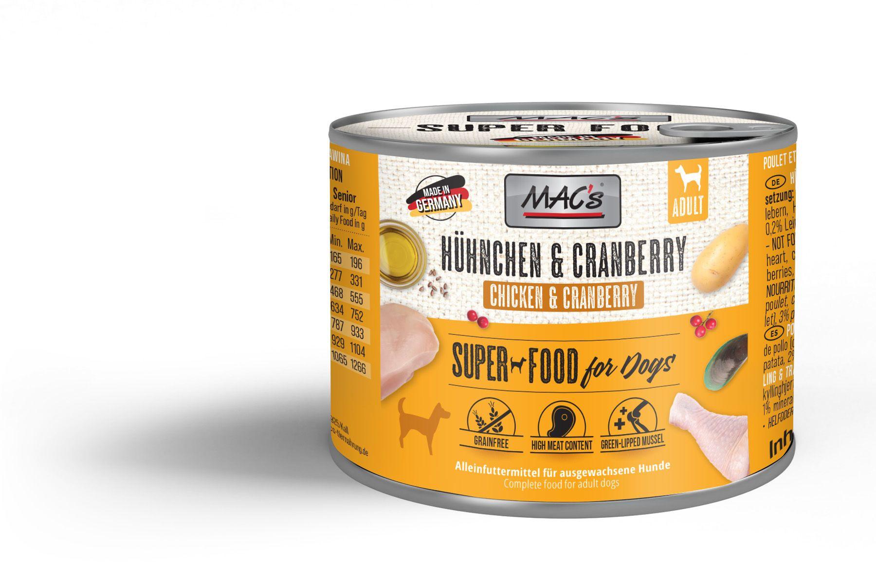 MAC's DOG Hundenassfutter Hühnchen&Cranberry