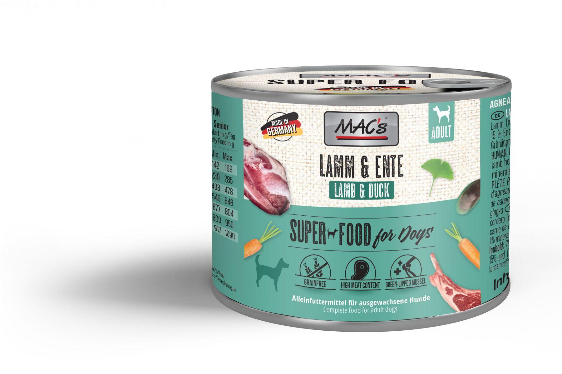 MAC's DOG Hundenassfutter Lamm&Ente