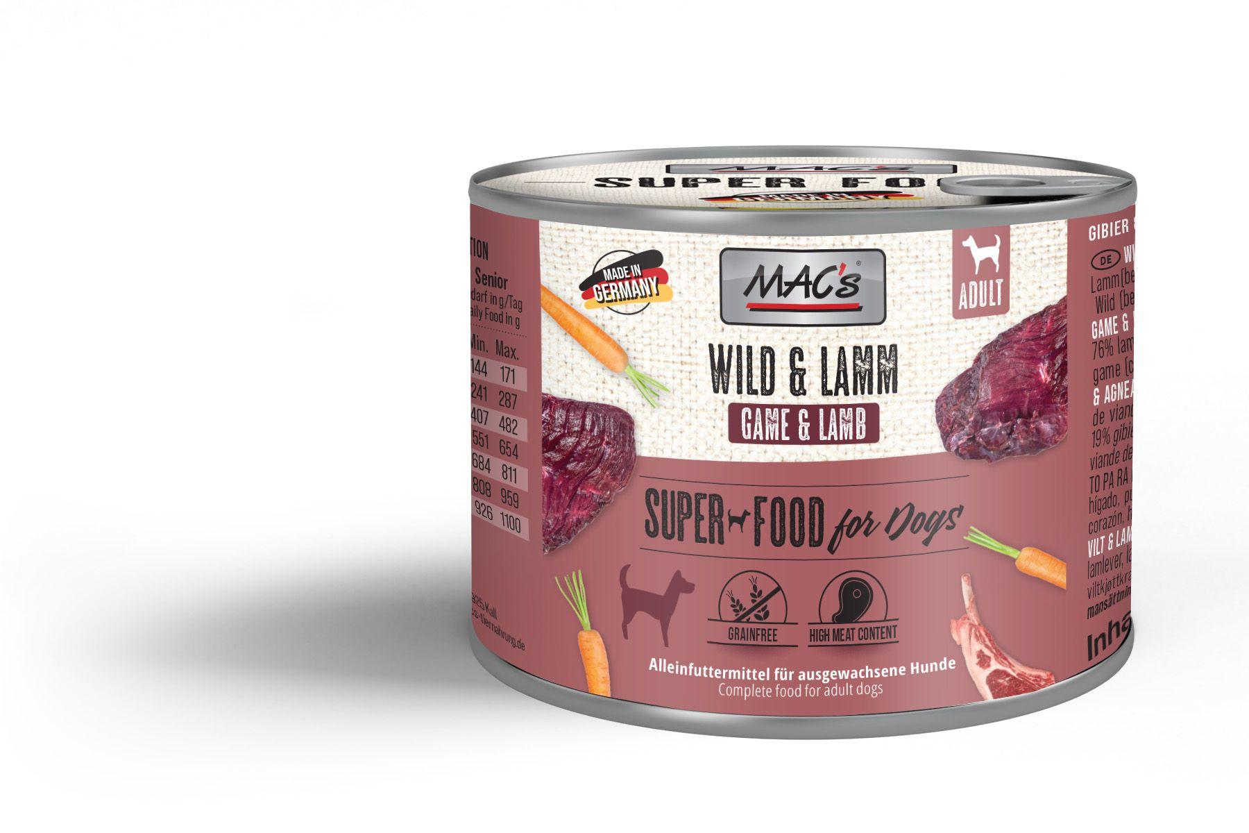MAC's DOG Hundenassfutter Wild&Lamm