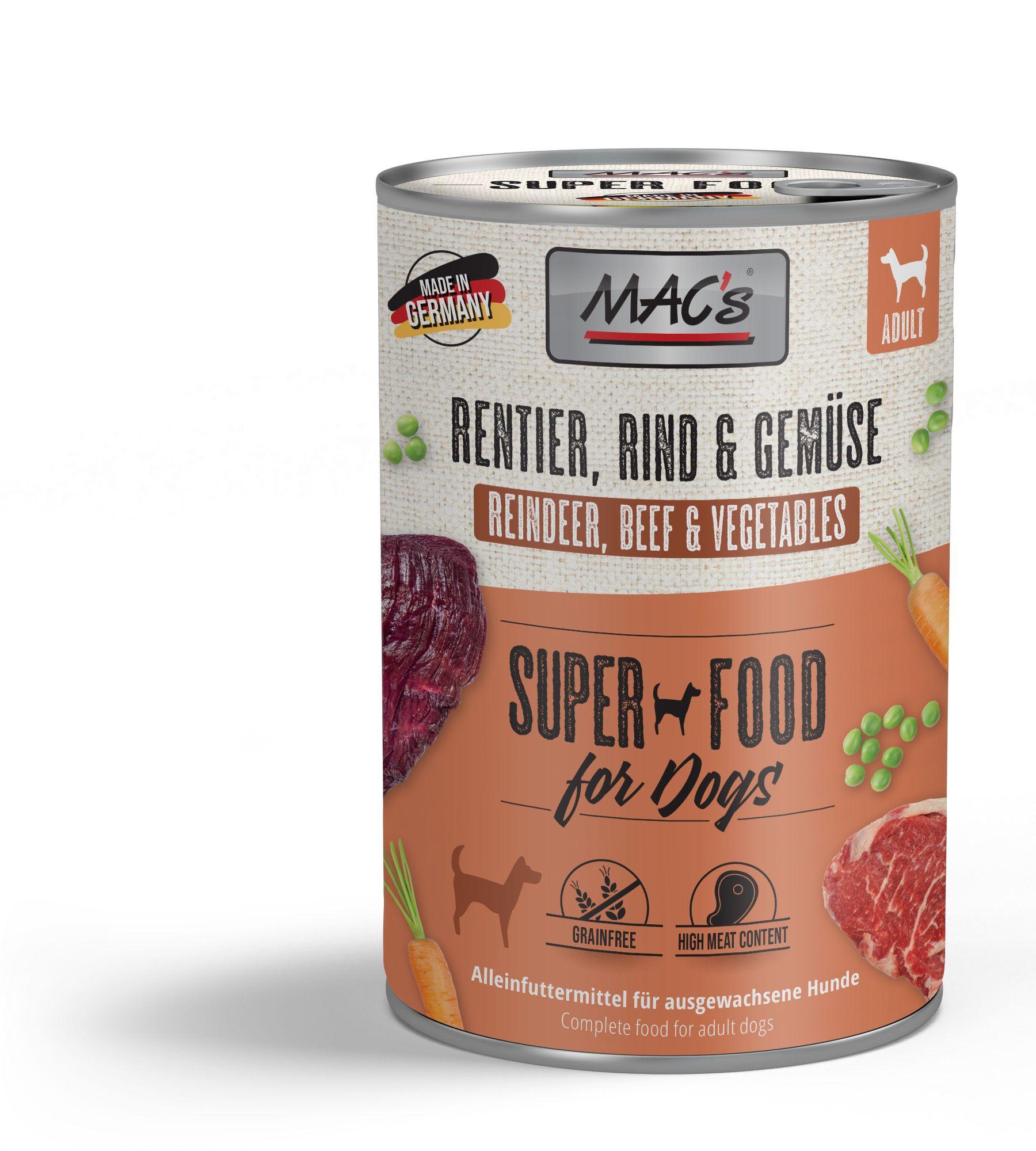 MAC's DOG Hundenassfutter Rentier&Gemüse