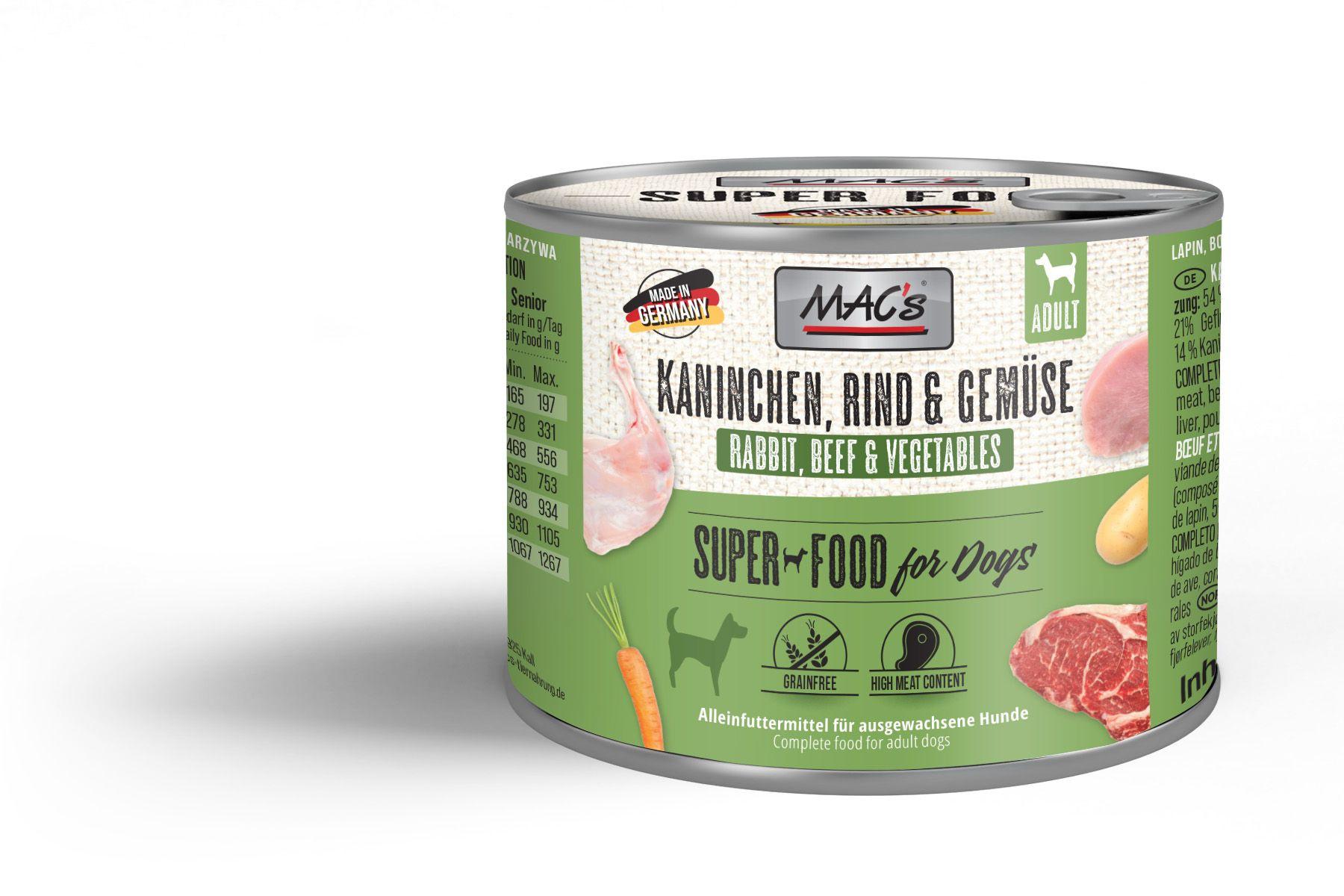 MAC's DOG Hundenassfutter Kaninchen, Rind&Gemüse