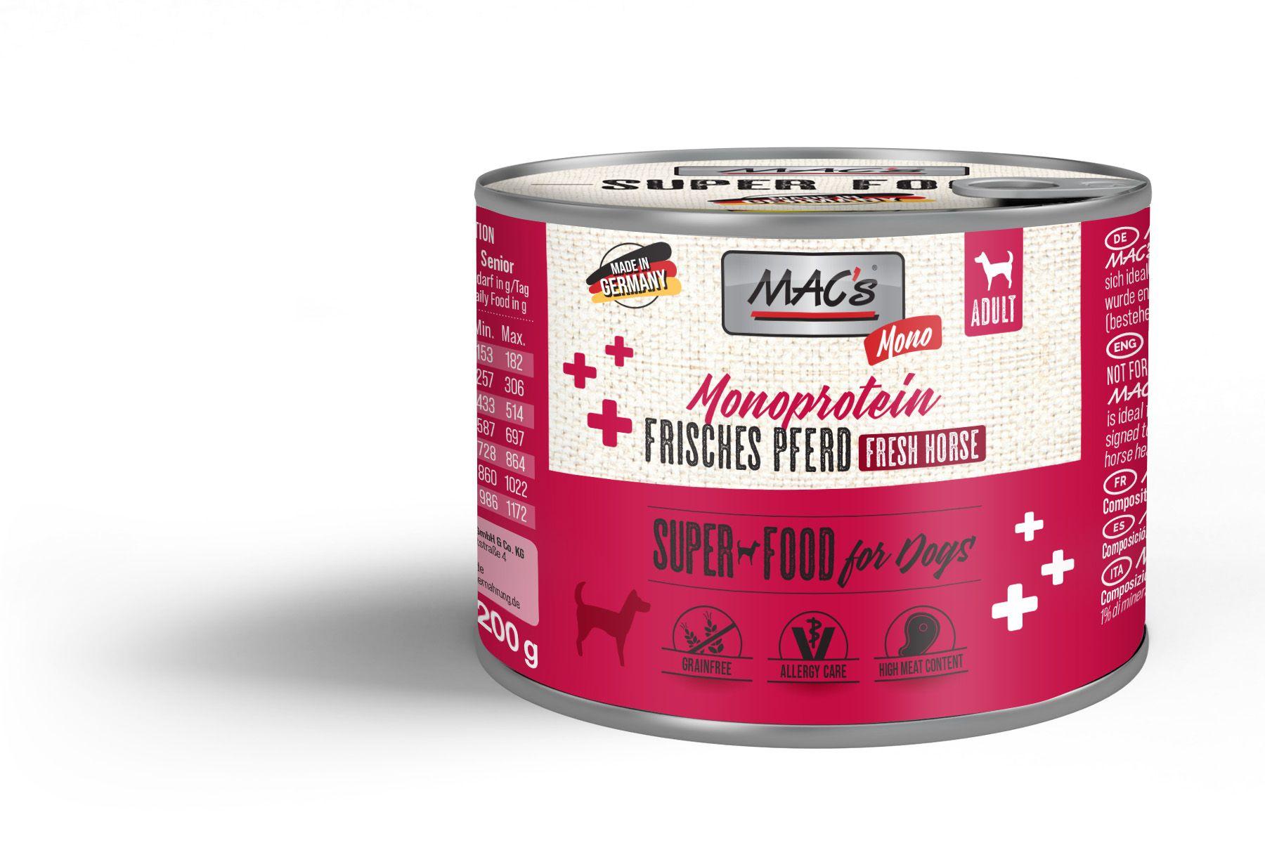 MAC's DOG Hundenassfutter Monoprotein Frisches Pferd