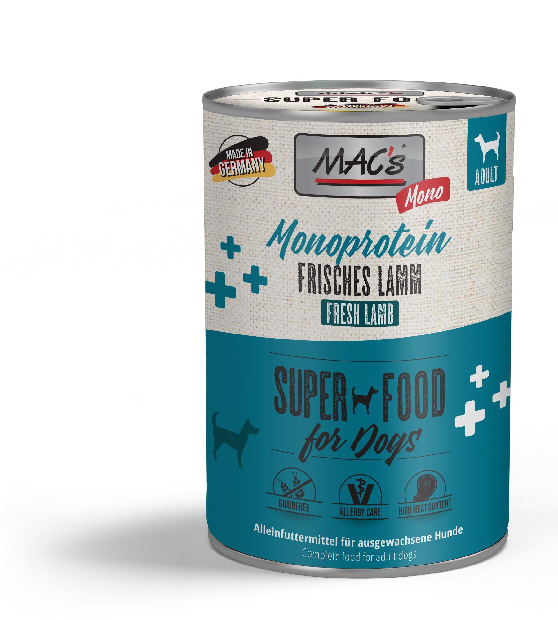 MAC's DOG Hundenassfutter Monoprotein Frisches Lamm