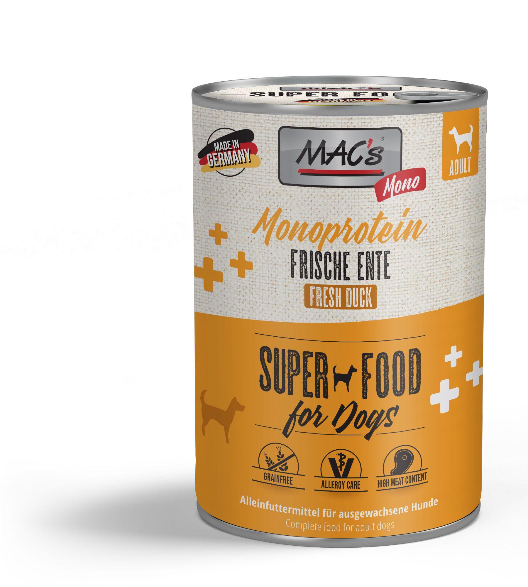 MAC's DOG Hundenassfutter Monoprotein Frische Ente