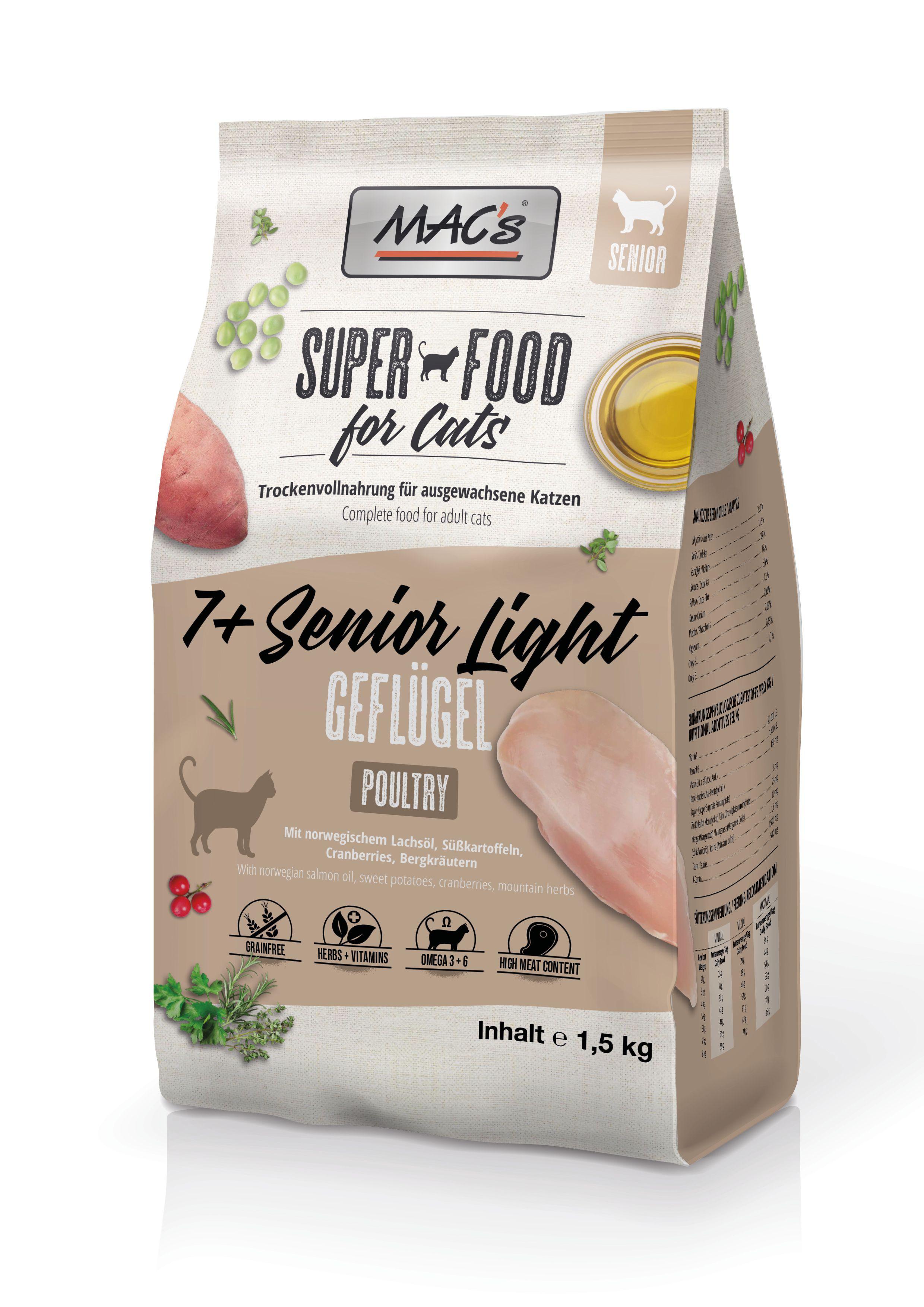 MAC's CAT Katzentrockenfutter +7 Senior/Light Geflügel