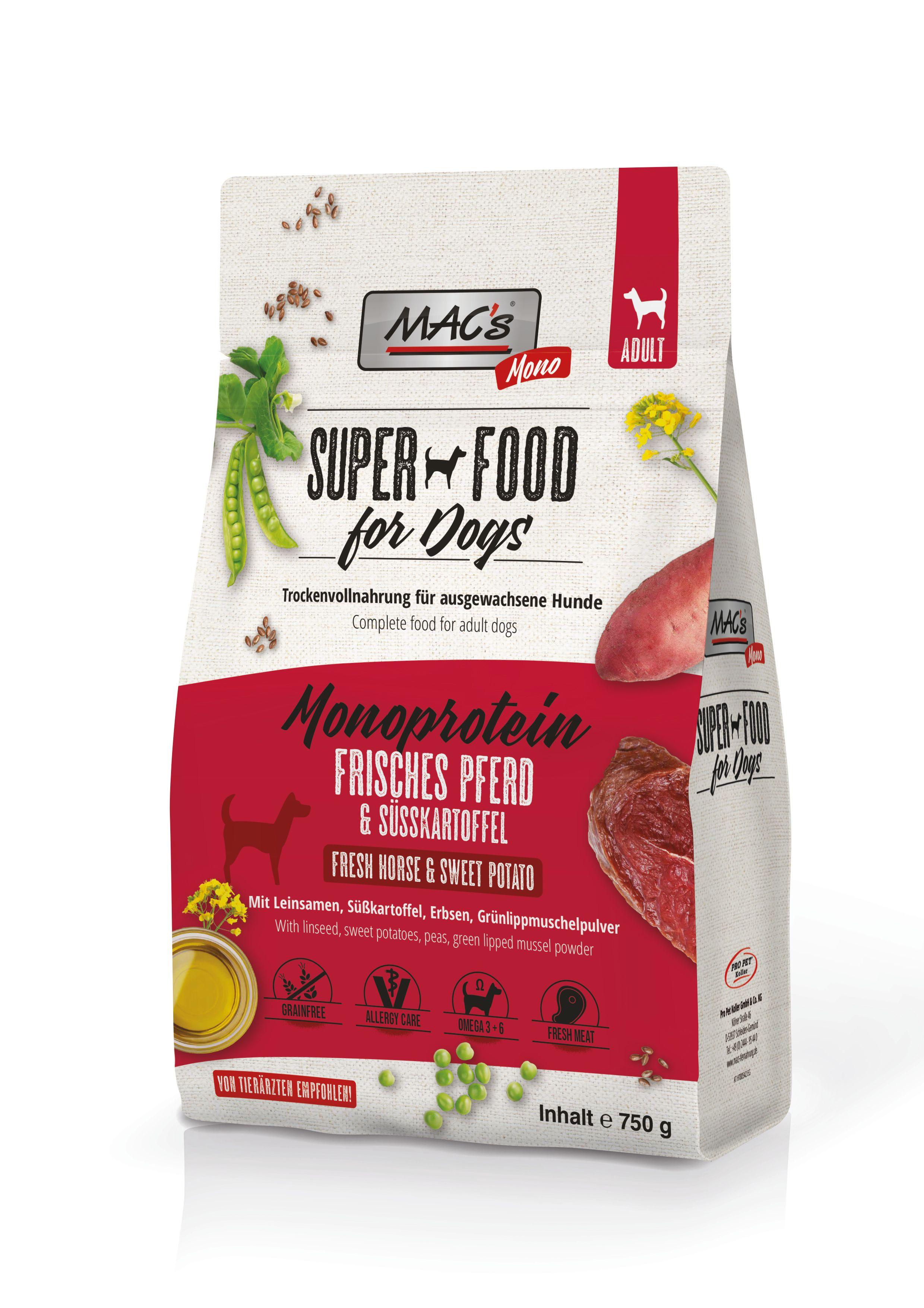 MAC´s DOG Hundetrockenfutter Mono frisches Pferd