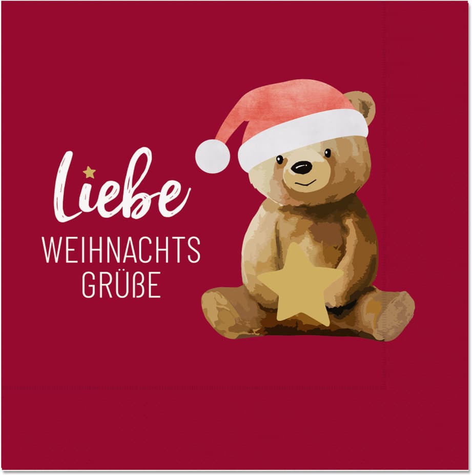 Geschenk für Dich Serviette Bär Liebe Weihnachtsgrüße 33x33cm