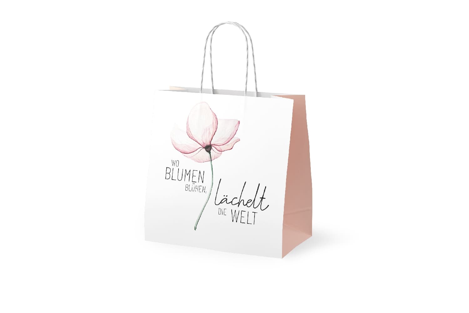 Geschenk für Dich Geschenktüte Wo Blumen blühen, lächelt die Welt