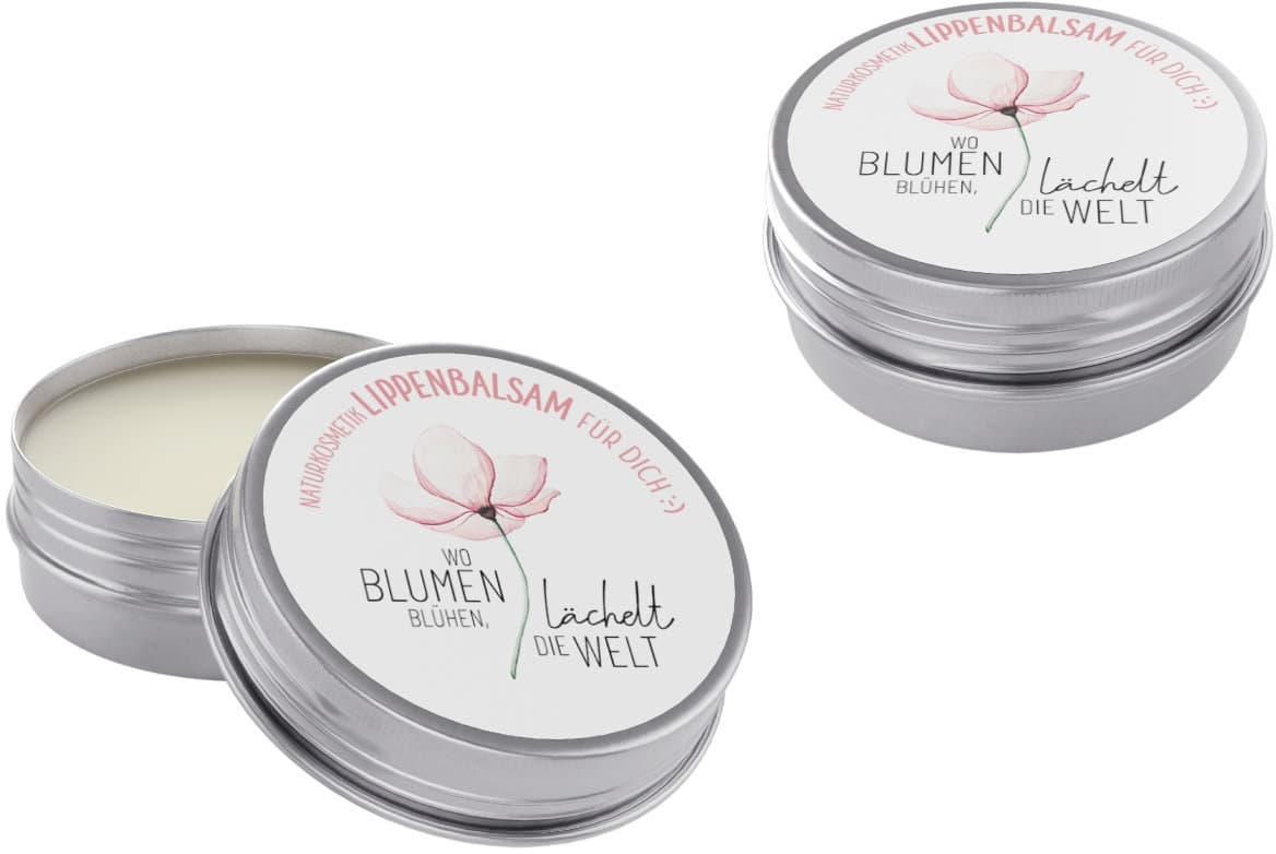 Geschenk für Dich Lippenbalsam Wo Blumen blühen, lächelt die Welt