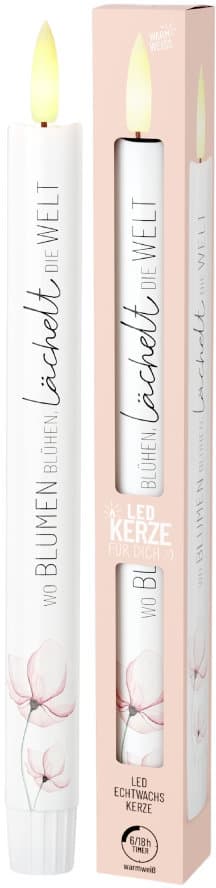Geschenk für Dich LED-Kerze Wo Blumen blühen, lächelt die Welt