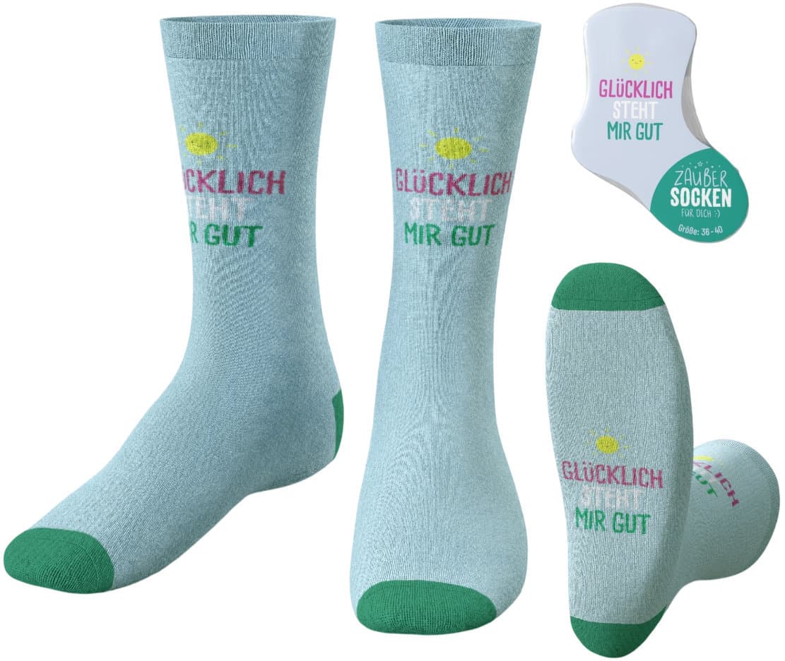 Geschenk für Dich Zaubersocken Glücklich steht mir gut