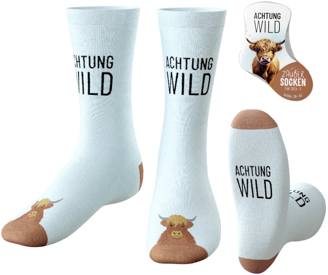 Geschenk für Dich Zaubersocken Achtung Wild