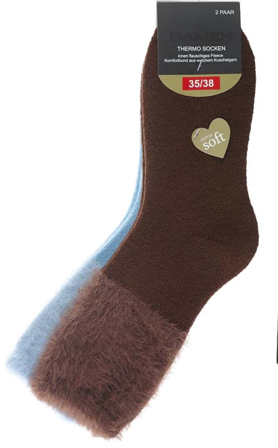 Damen Thermo Socken mit Kuschelbund 2er Pack