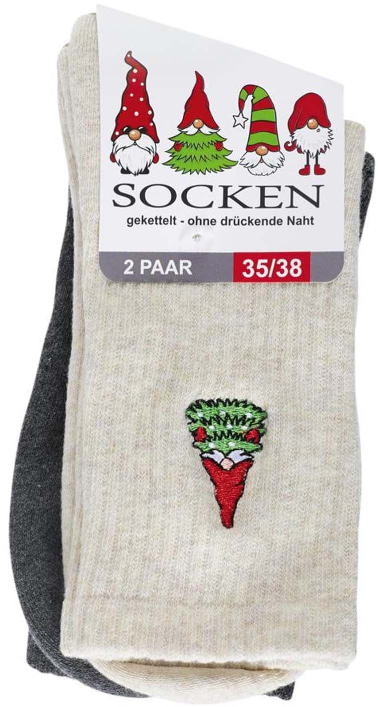 Unisex Weihnachtssocken Gnom 2er Pack