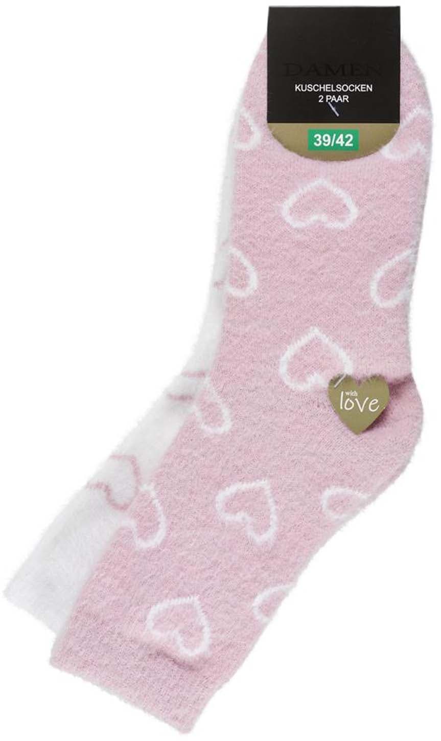 Damen Kuschelsocken Herzen 2er Pack