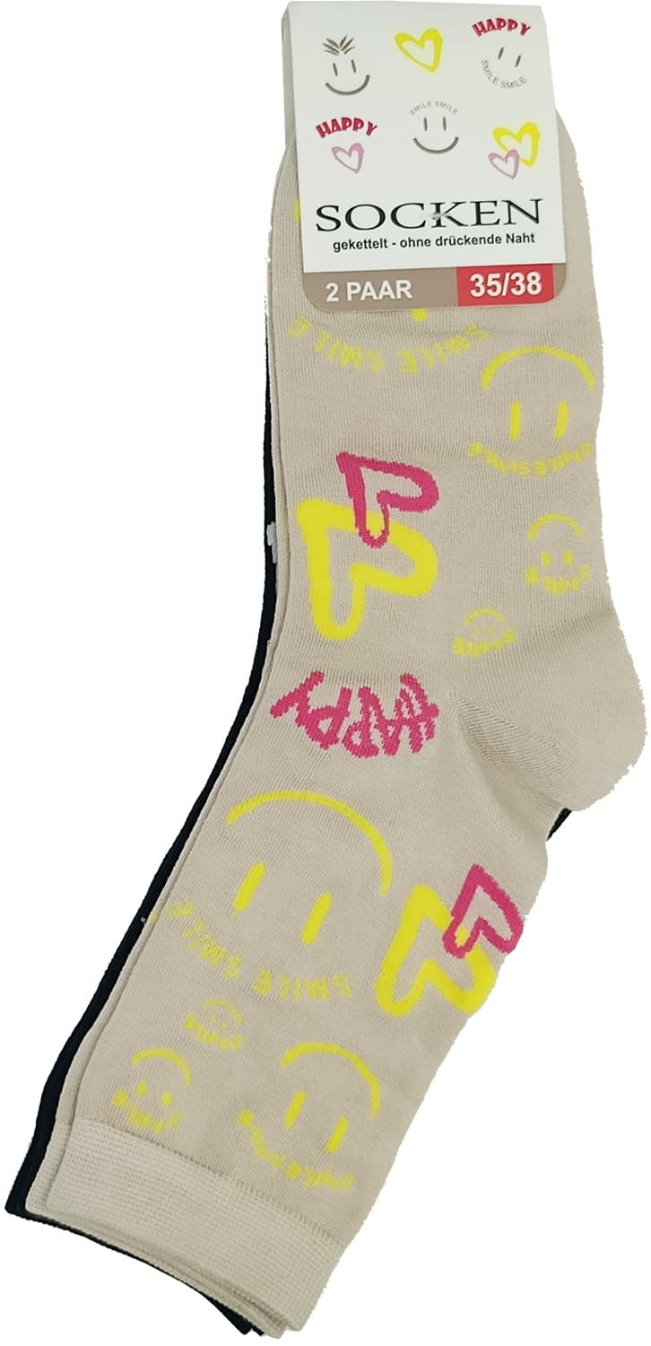 Damen Socken Smile 2er Pack