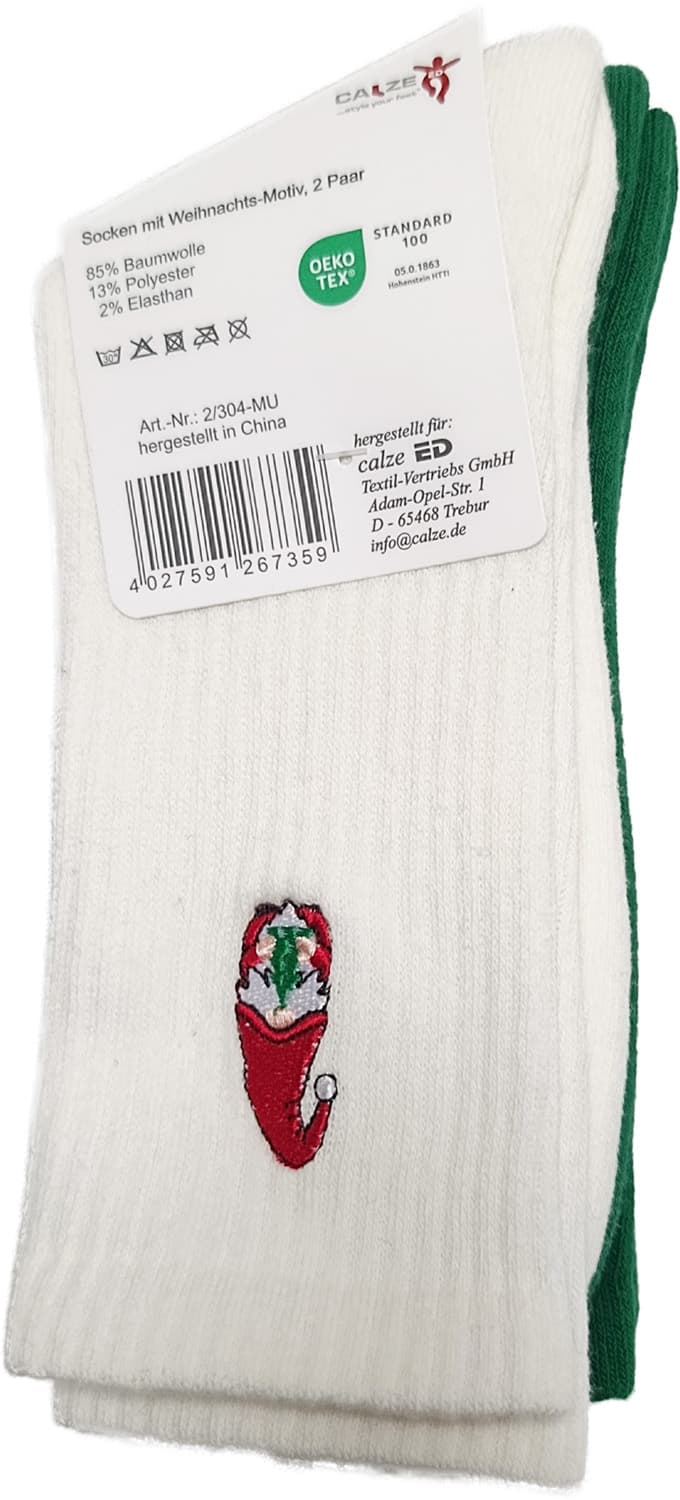 Unisex Weihnachtssocken Gnom 2er Pack