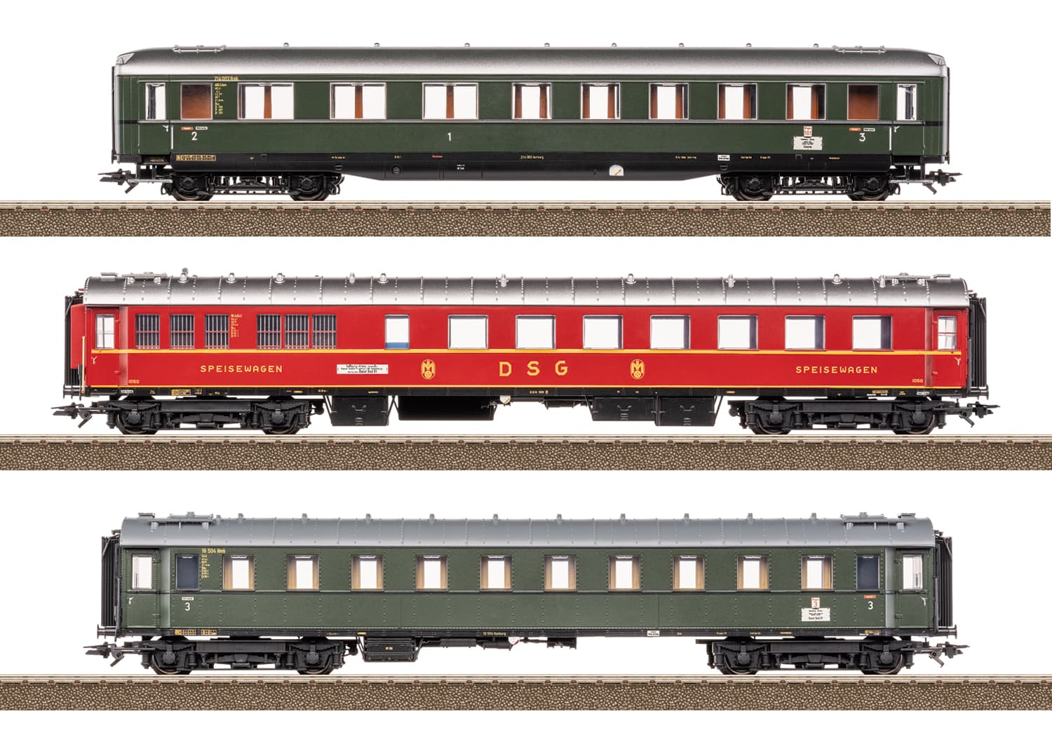 TRIX 23623 H0 Schnellzugwagen-Set 2 D 74 DB Ep. III ab 14 Jahren