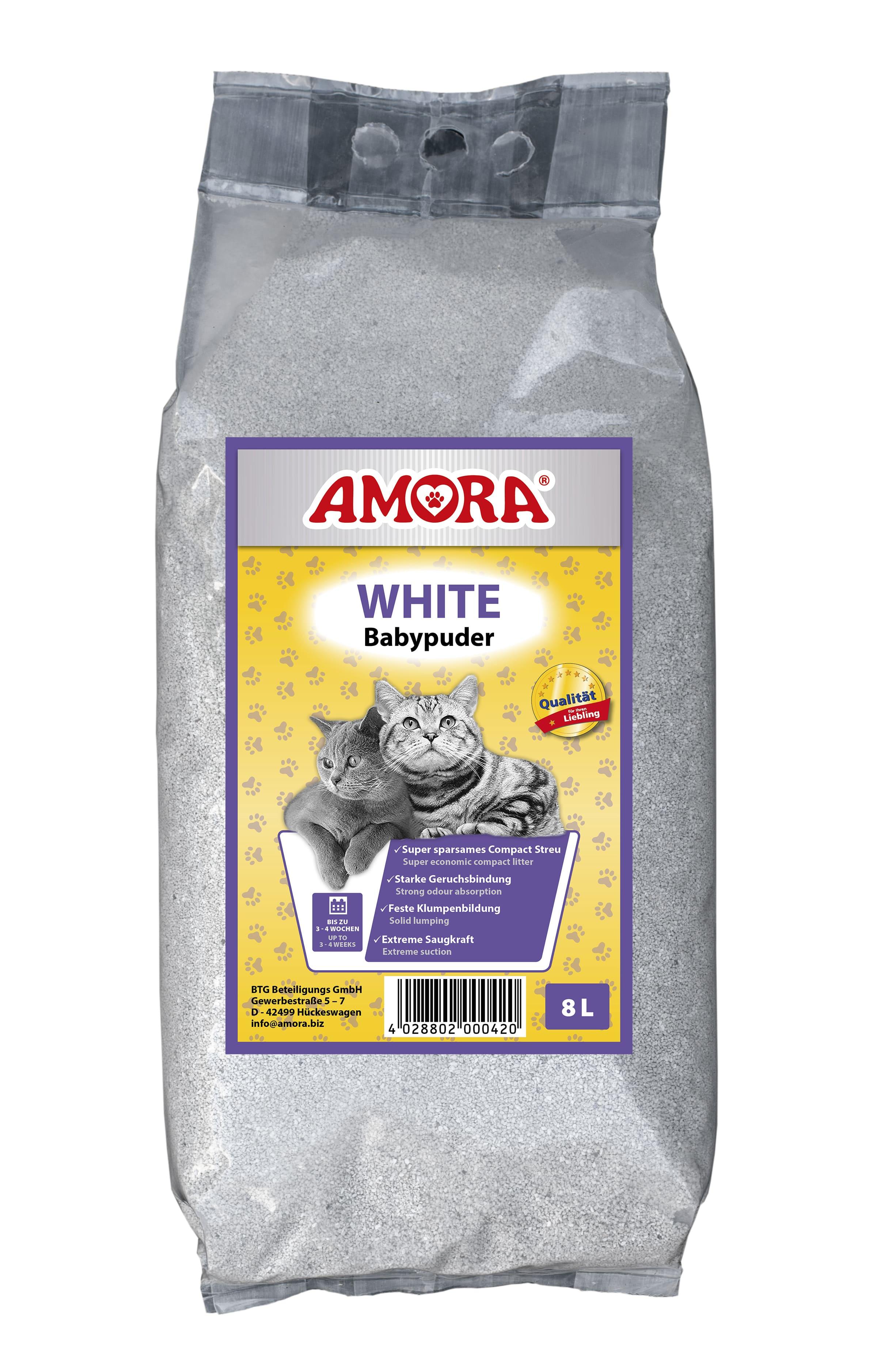 AMORA Katzenstreu White Compact Babypuder