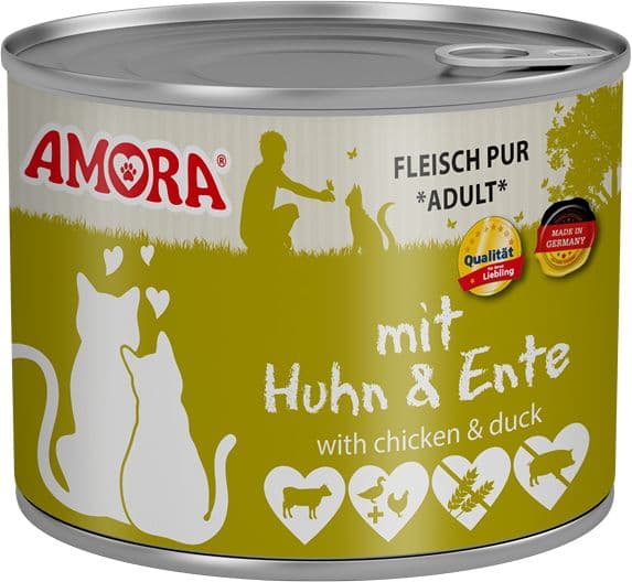 AMORA Katzennassfutter Fleisch Pur mit Huhn & Ente