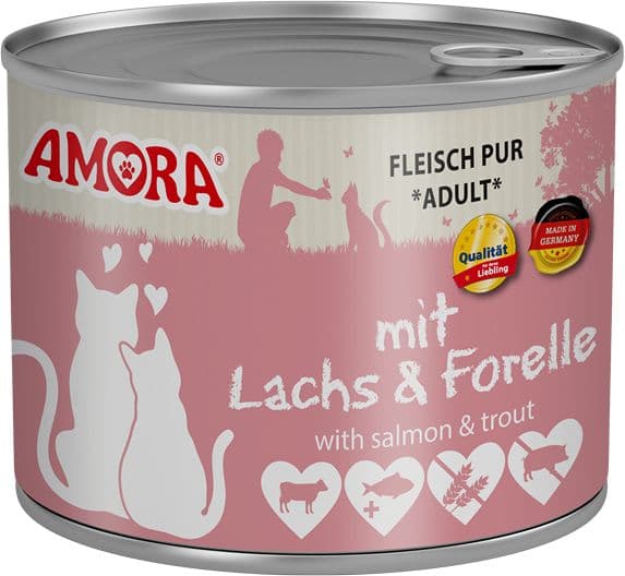 AMORA Katzennassfutter Fleisch Pur mit Lachs & Forelle