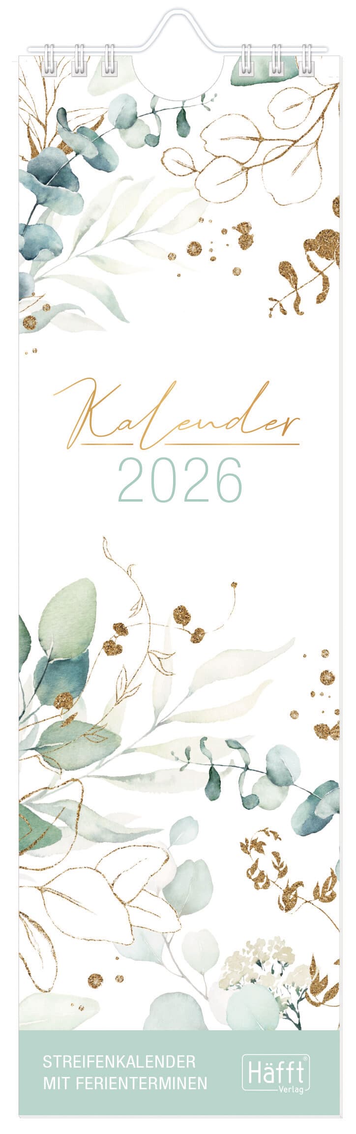 Häfft  Streifenkalender 2026 9X30cm Blattgold 
