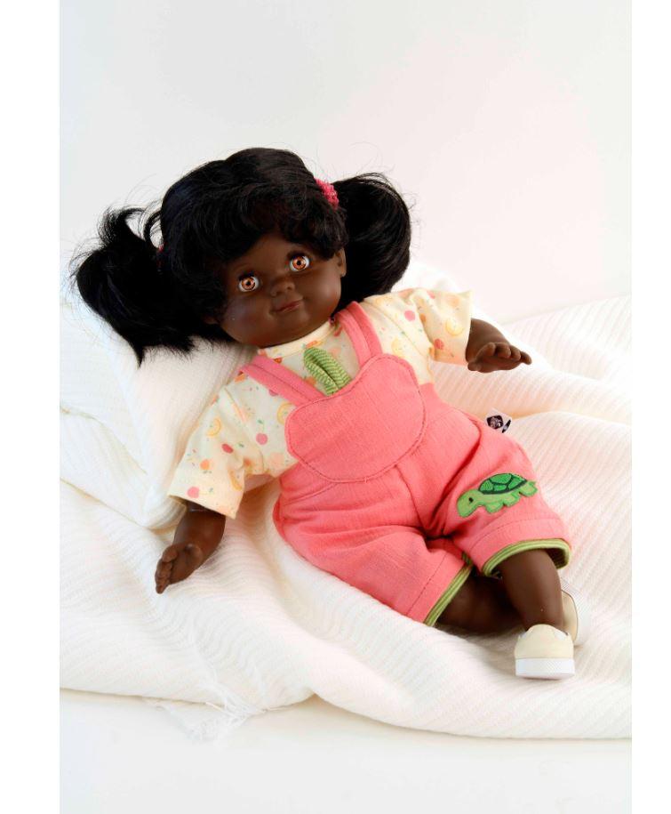 Produktbild Schildkröt-Puppen Puppe Schlummerle Gr. 32 schwarze Haare, braune Schlafaugen, Kleidung rose/gelb/grün 3 von 3