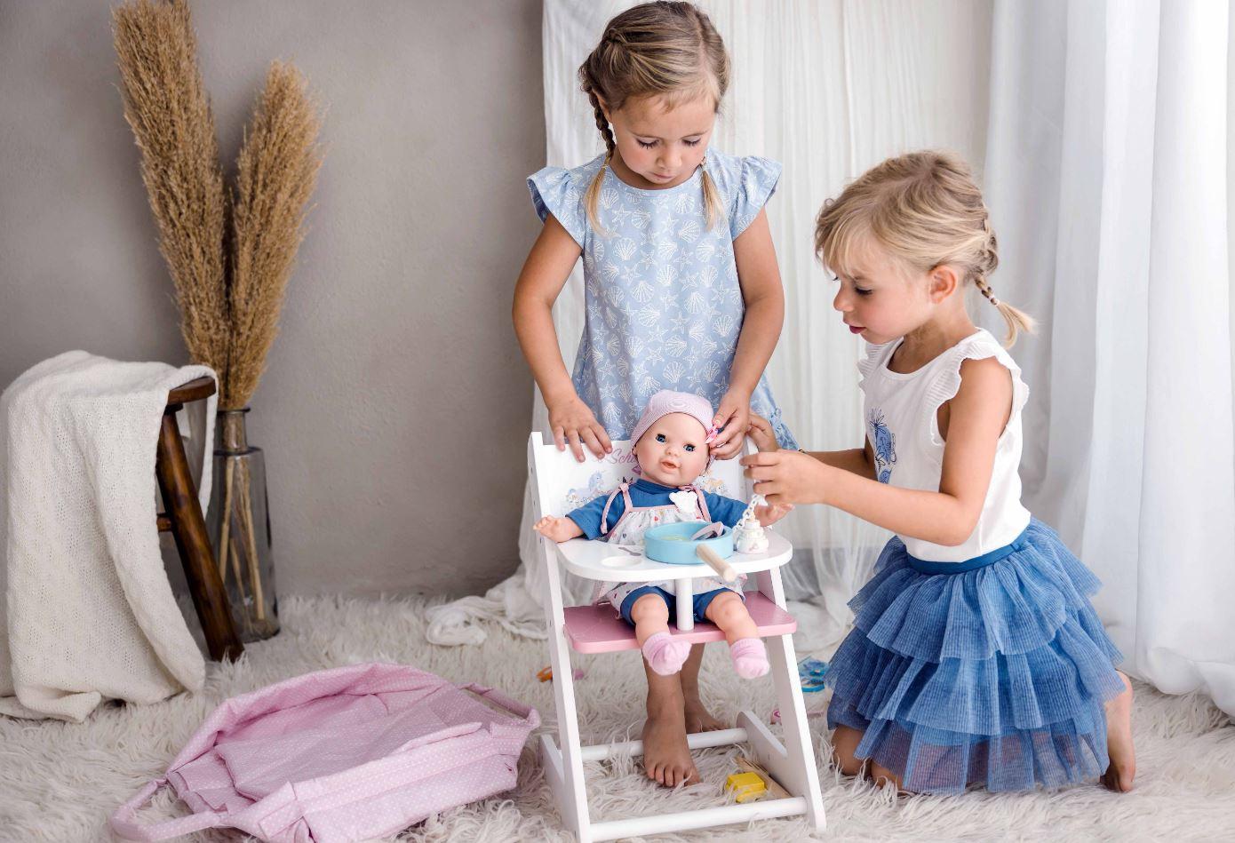Produktbild Schildkröt-Puppen Schnullerbaby Lenchen 37 cm, Malhaar, blaue Schlafaugen, Kleidung blau/weiss/rose 3 von 5