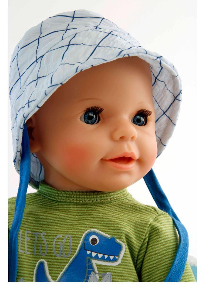 Produktbild Schildkröt-Puppen Trink + Näßbaby"Finn"40 cm mit Malhaar und blauen Schlafaugen, Kleidung g weiss/grün/blau 5 von 5