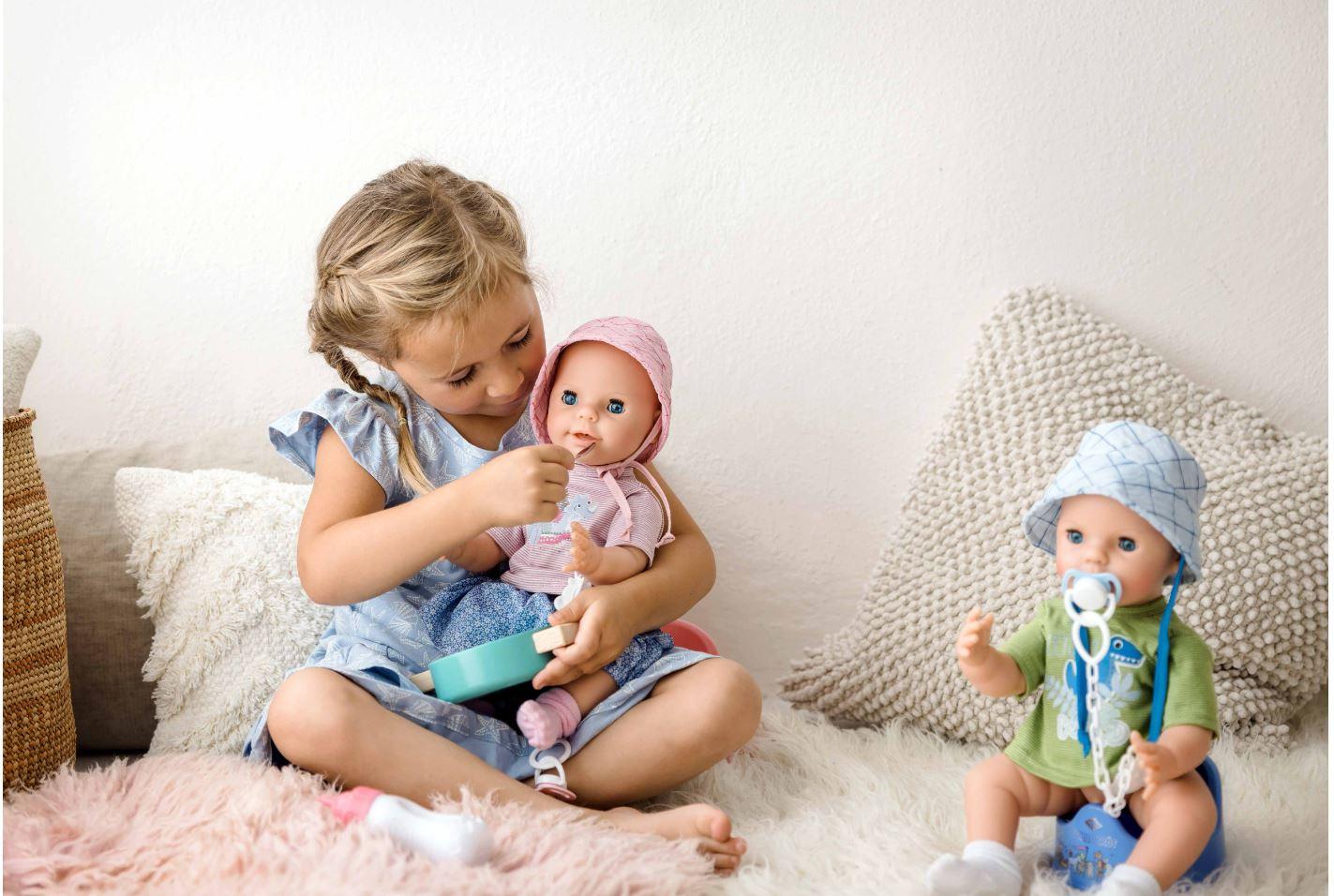 Produktbild Schildkröt-Puppen Trink + Näßbaby"Lina"40 cm mit Malhaar und blauen Schlafaugen, Kleidung rose/bleu 2 von 5