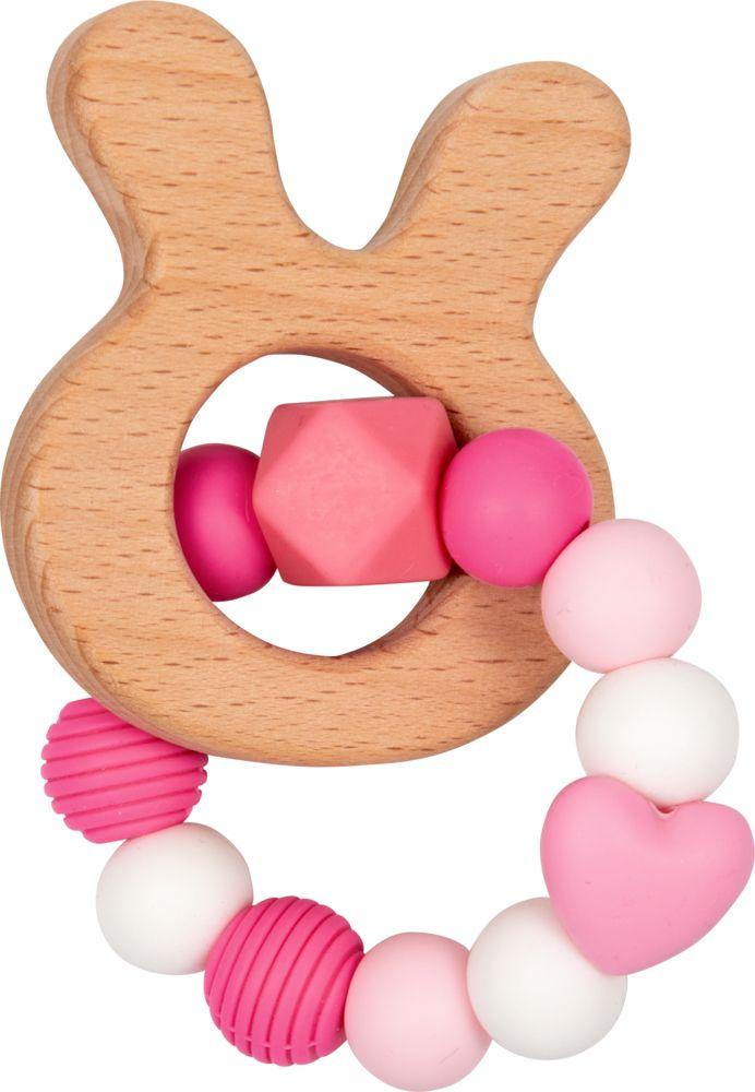 Die Spiegelburg - Silikon-Holz-Beißring, rosa - BabyGlück