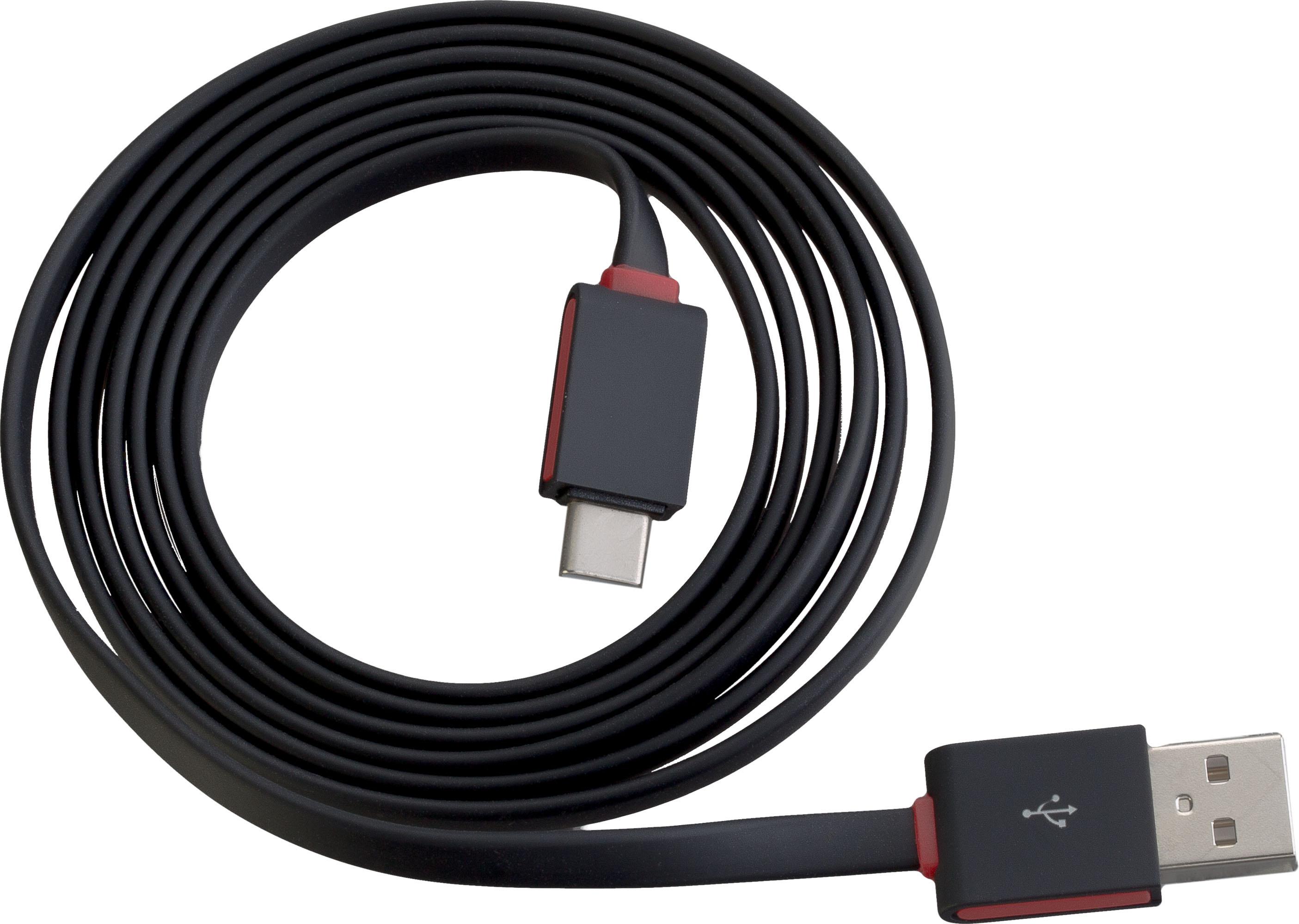 PETER JÄCKEL FLAT 1,5m USB Data Cable Black Typ-C USB mit Sync- und Ladefunktion