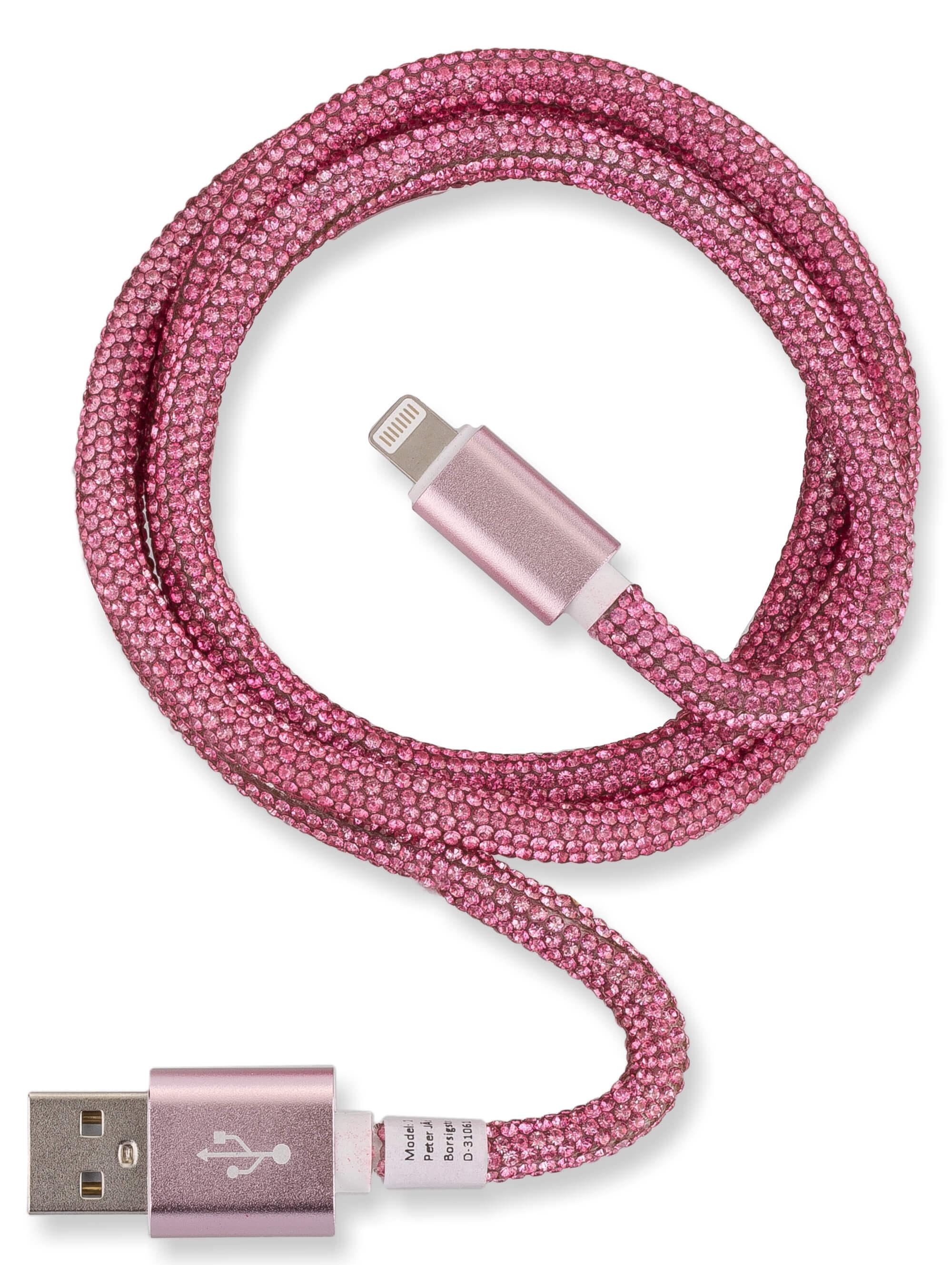 OHLALA! Glamour 1m USB Data Cable Rose für Apple Lightning mit Sync- und Ladefunktion