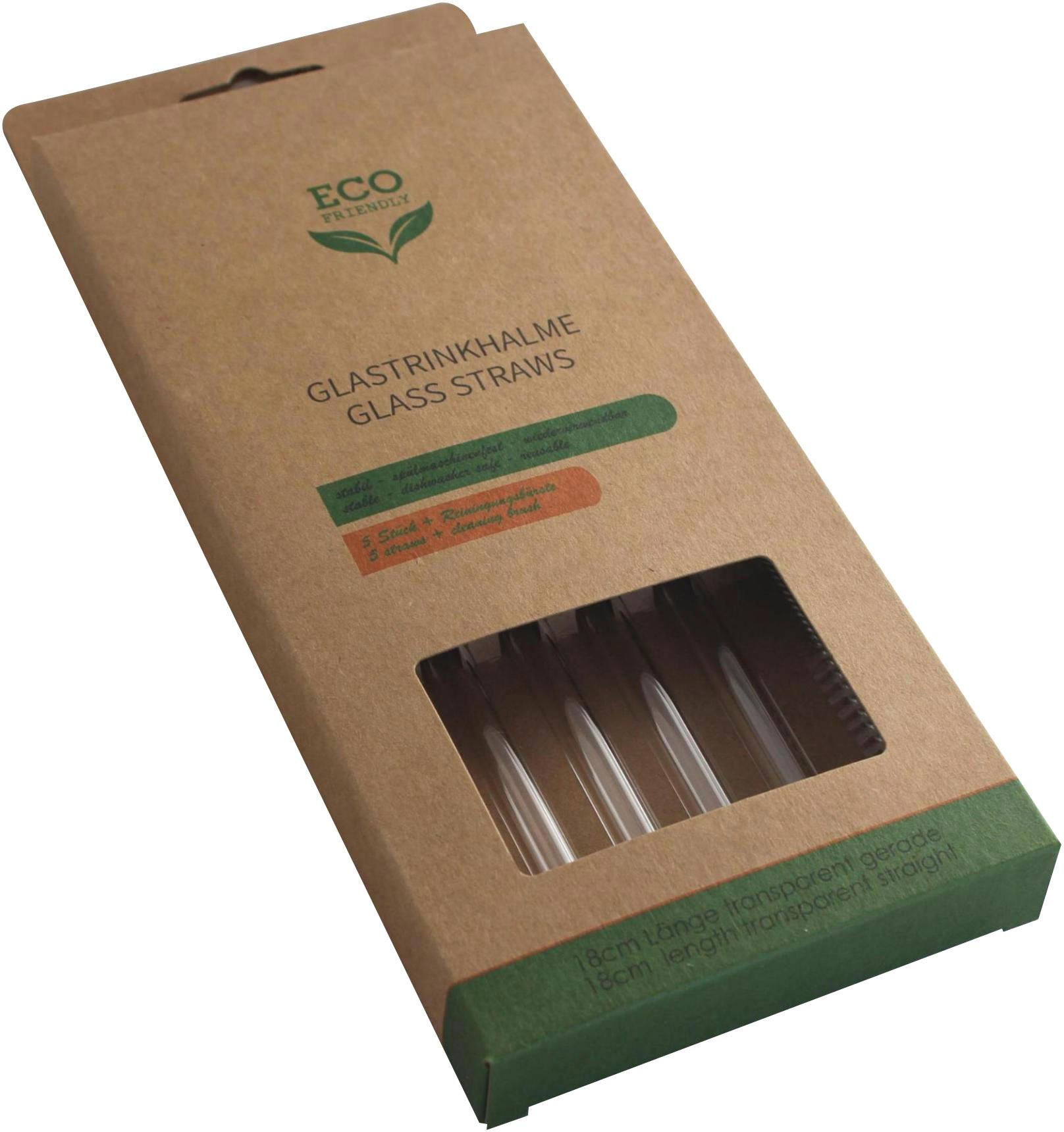 ECO FRIENDLY Glastrinkhalme inkl. Bürste 5-tlg.