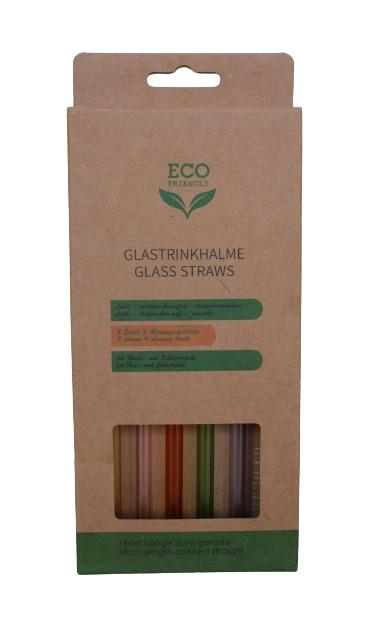 Trinkhalm Set aus Glas bunt 5-tlg.