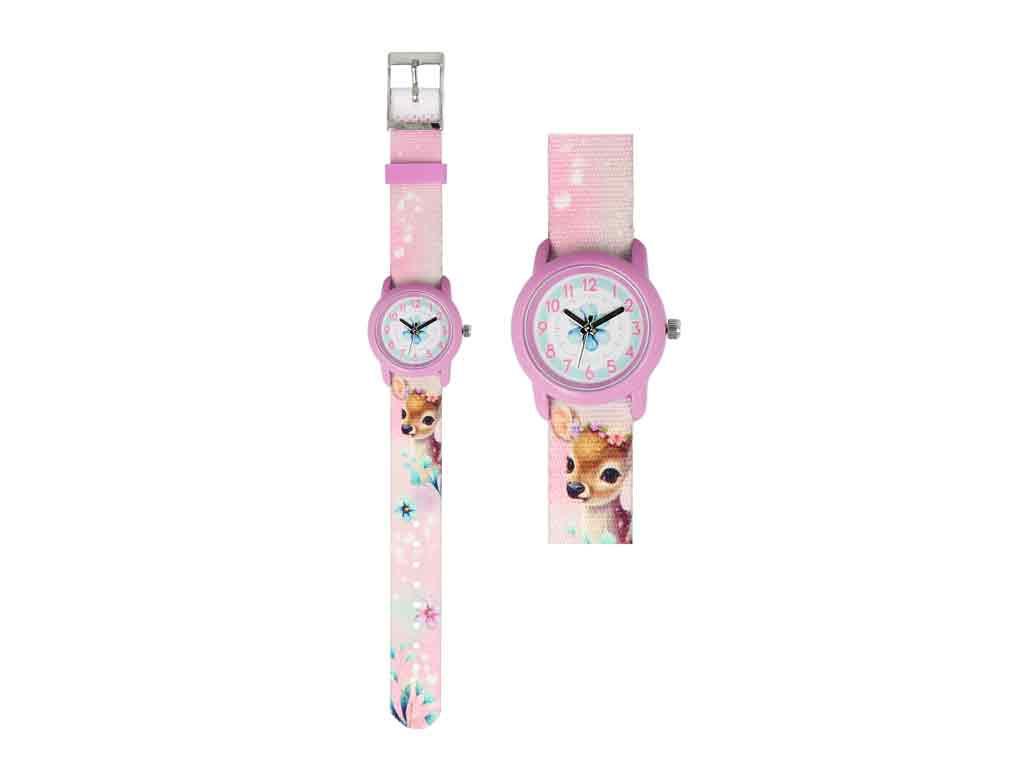 Kinderuhr mit Quarzuhrwerk Reh rosa