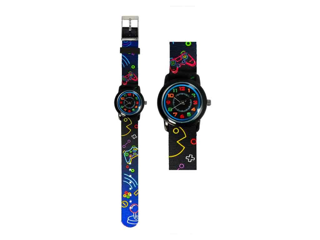 Kinderuhr mit Quarzuhrwerk Gaming blau