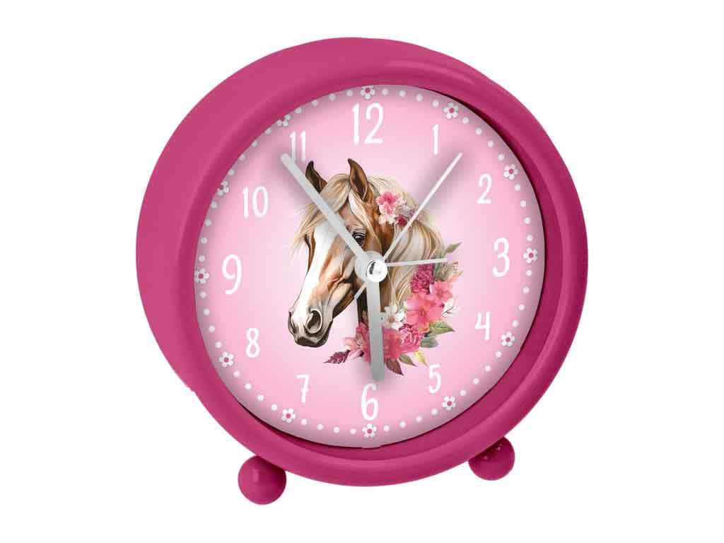Wecker mit Quarzuhrwerk Pferd pink
