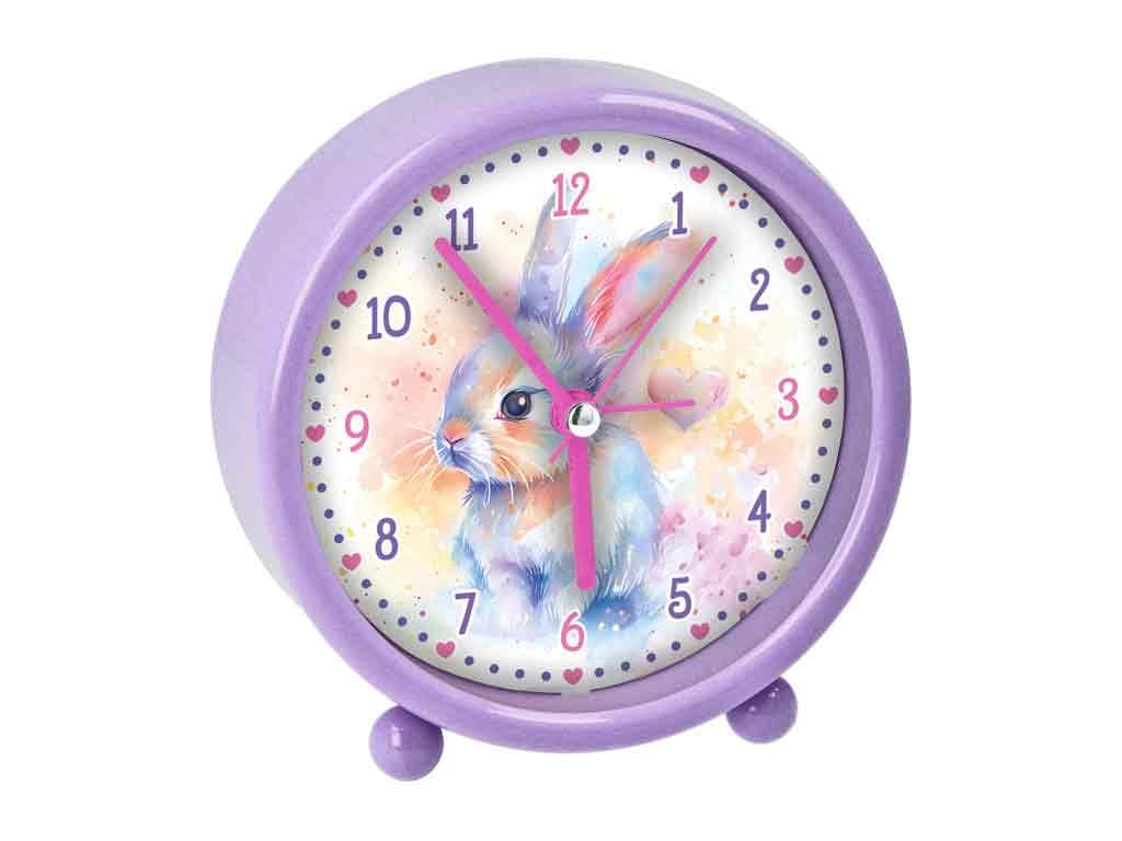 Wecker mit Quarzuhrwerk Hase lila 