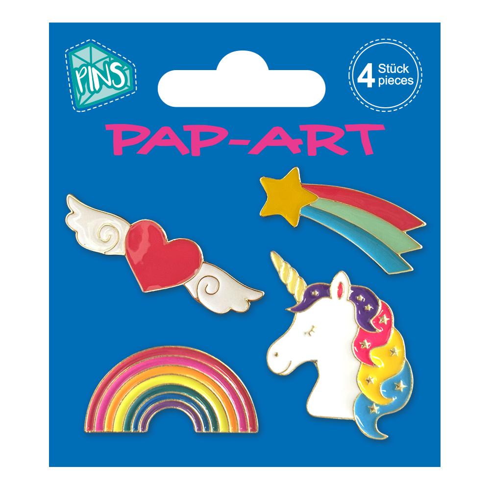 PAP-ART Pins Einhorn 4Stück