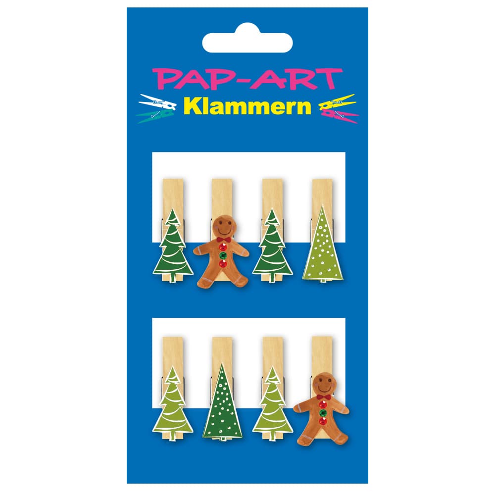 PAP-ART Klammern Christbäume Holz 8 Stück