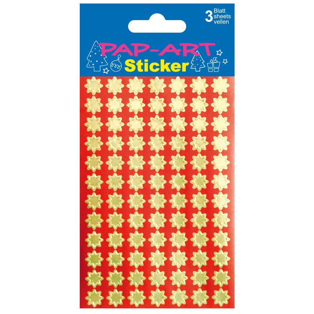 PAP-ART Sticker Sterne klein gold Goldfolie 3 Blatt