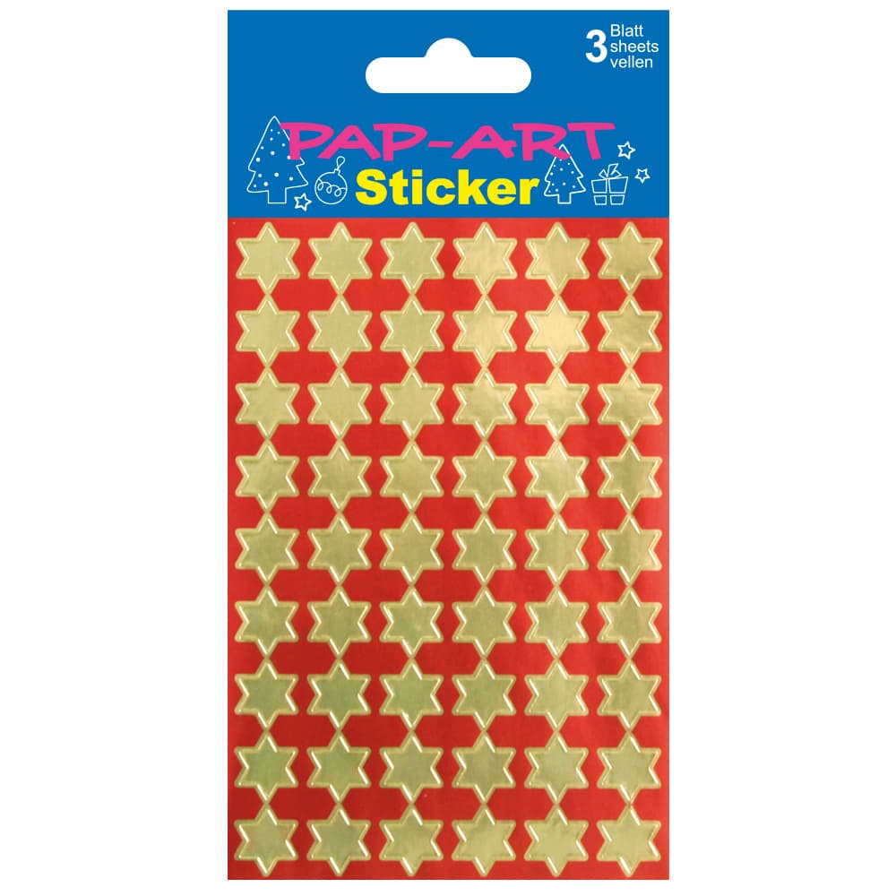 PAP-ART Sticker Sterne klein gold Goldfolie 3 Blatt