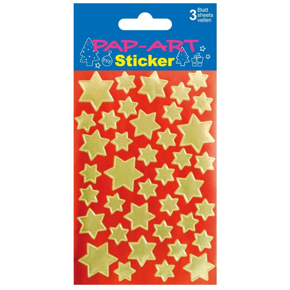 PAP-ART Sticker Sterne gold Goldfolie 3 Blatt