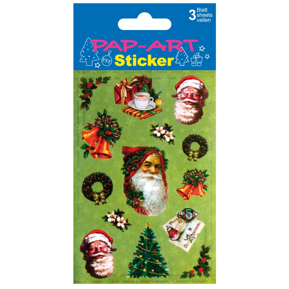 PAP-ART Sticker Santa nostalgisch sortiert Papier 3 Blatt