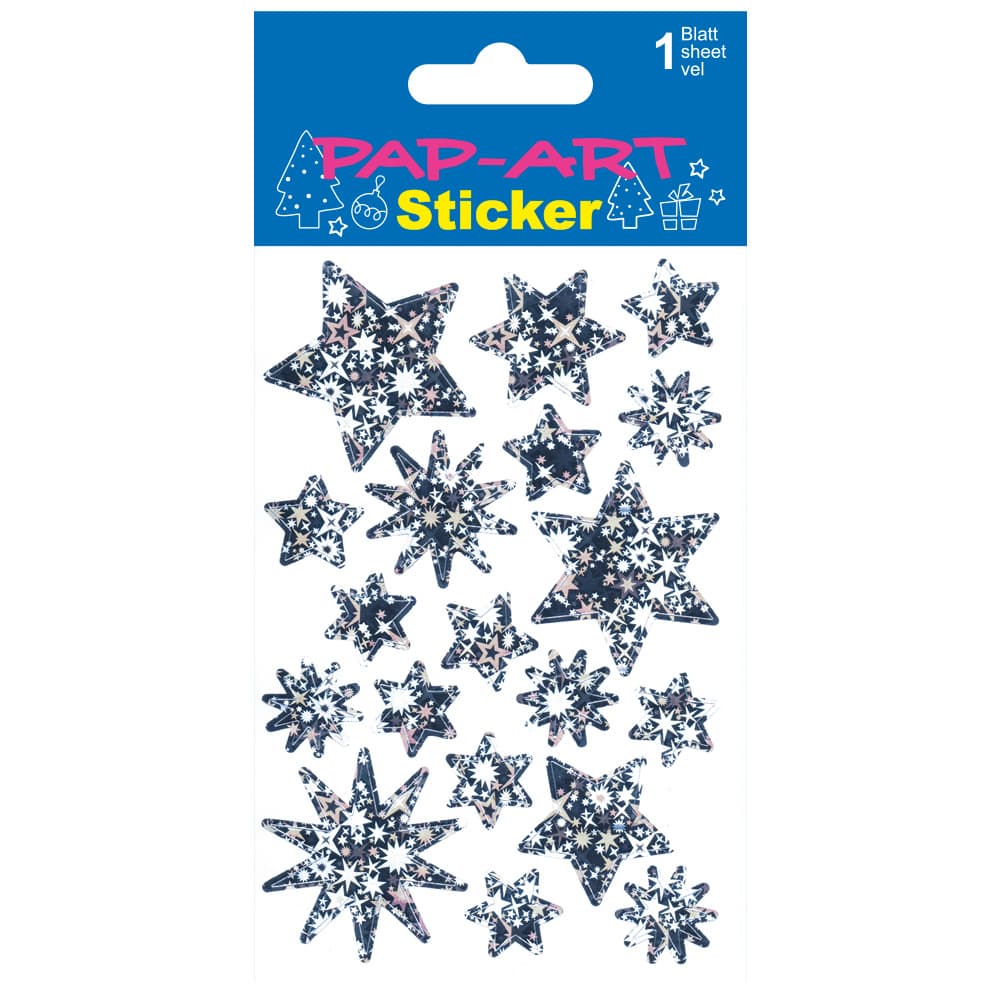 PAP-ART Sticker Sterne silber Folie 1 Blatt