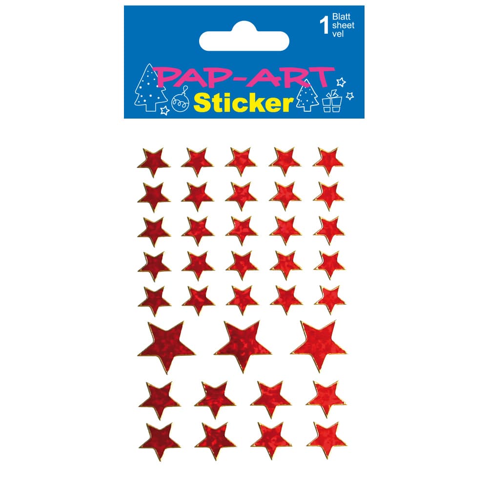 PAP-ART Sticker Sterne rot Laser 1 Blatt
